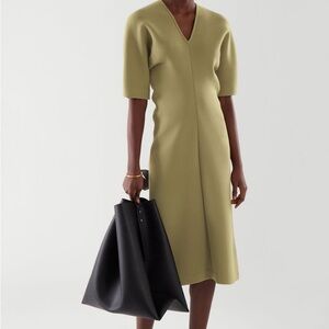 Brand new COS Scuba midi dress olive green or khaki color size S, NWT